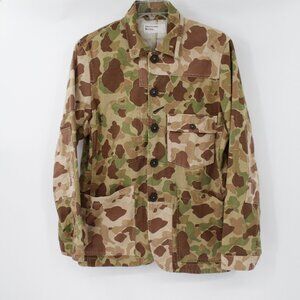 Universal Works Jacket Mens small Camo chore Cotton cargo Pocket Button Up army
